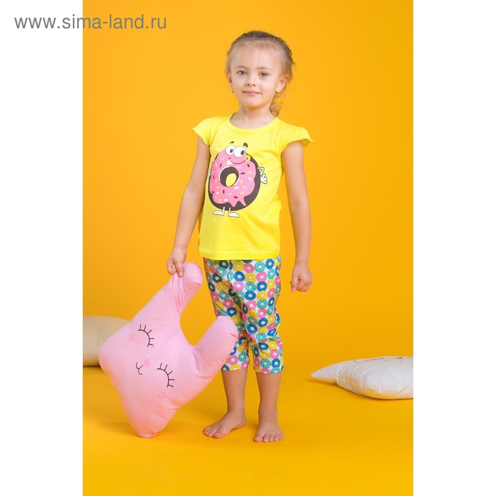 Пижама для девочки "Пончик", рост 86-92 (26) см, цвет лимонный - Фото 1