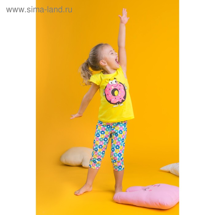 Пижама для девочки "Пончик", рост 98 (26) см, цвет лимонный - Фото 1