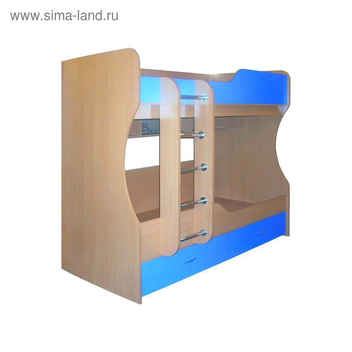 Кровать 2-х ярусная «Анюта 4», 800×1900 мм, цвет бук светлый / синий