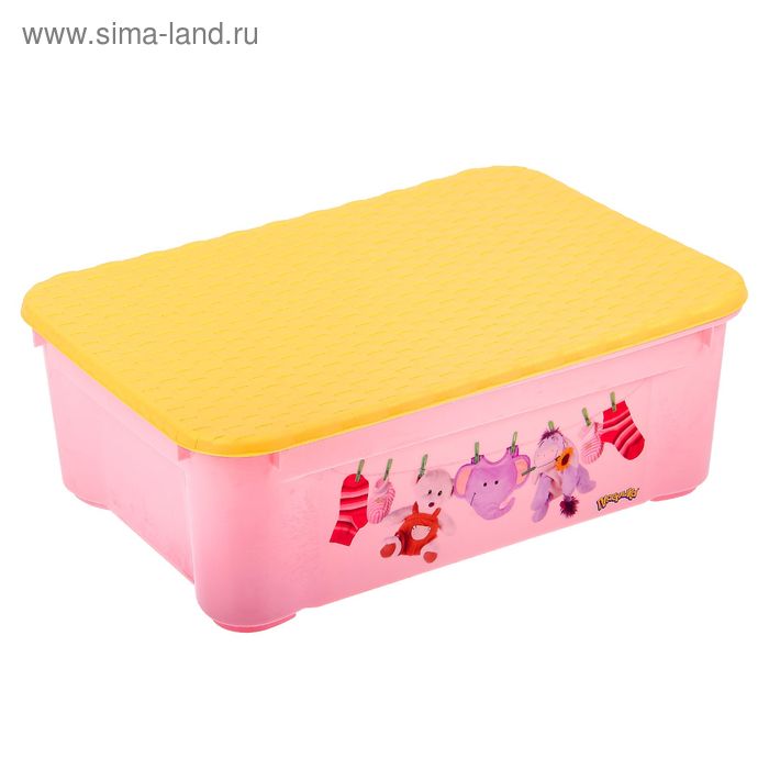 Ящик для игрушек с аппликацией, розовый - Фото 1