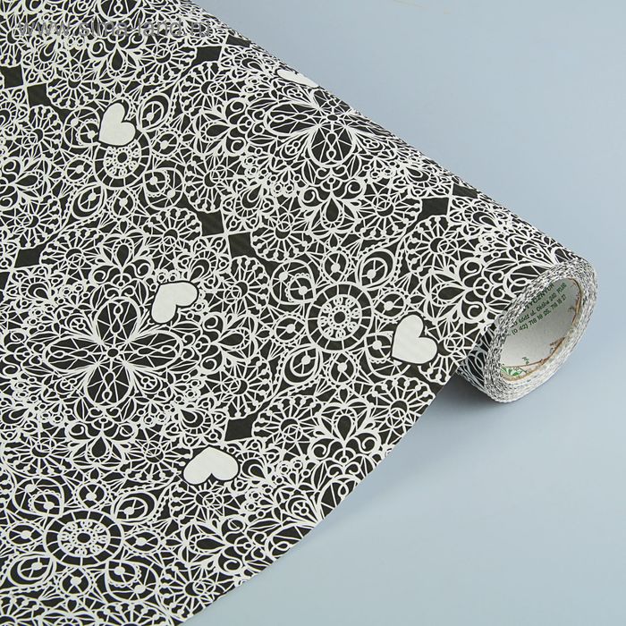 Бумага упаковочная крафт "Очарование", бело-черный, 0.5 х 10 м - Фото 1