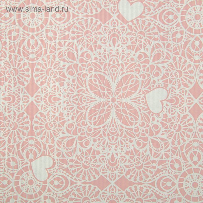 Бумага упаковочная крафт "Очарование", бело-розовый, 0.5 х 10 м - Фото 1