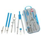 Готовальня Calligrata, 7 предметов (2 циркуля: 130 мм, 105 мм, 2 рейсфедера, 2 удлинителя, грифель, центрик), в пластиковом пенале - Фото 2