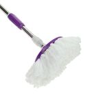 Набор для уборки: ведро на колёсиках с металлической центрифугой 14 л, швабра, запасная насадка из микрофибры, цвет МИКС - Фото 3