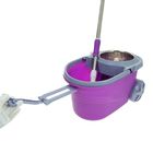 Набор для уборки: ведро на колёсиках с металлической центрифугой 14 л, швабра, запасная насадка из микрофибры, цвет МИКС - Фото 6