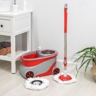 Набор для уборки: ведро на колёсиках с металлической центрифугой 15 л, швабра, запасная насадка из микрофибры, дозатор, цвет МИКС - Фото 15
