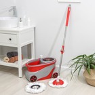 Набор для уборки: ведро на колёсиках с металлической центрифугой 15 л, швабра, запасная насадка из микрофибры, дозатор, цвет МИКС - Фото 8