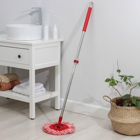 Швабра для мытья пола плоская Доляна, насадка из микрофибры 26 см, телескопическая ручка 116-212 см, МИКС