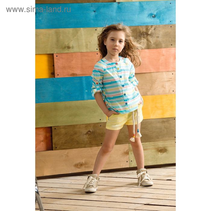 Блузка для девочек, рост 110 см, цвет голубой - Фото 1