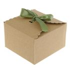 Коробка крафт из рифленого картона 13 х 13 х 8 см с лентой - Фото 1