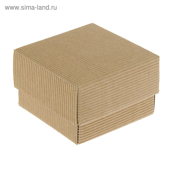 Коробка крафт из рифленого картона 8 х 8 х 3,5 см - Фото 1