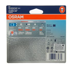

Лампа автомобильная Osram Silverstar, H1, 12В, 55 Вт, набор 2 шт