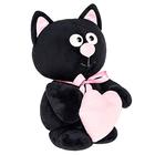 Мягкая игрушка «Котик с сердцем», цвет чёрный, 30 см - Фото 2