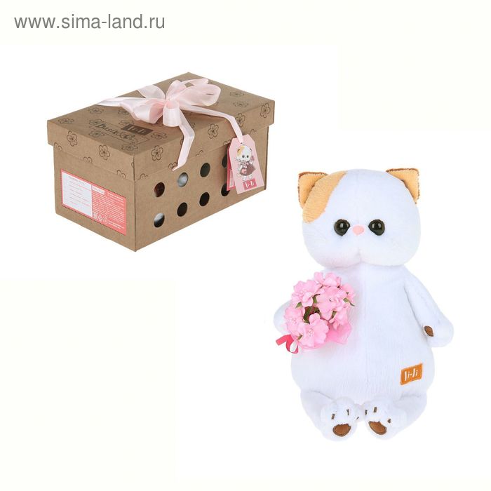 Мягкая игрушка "Кошечка Ли-Ли" с розовым букетом, 24 см - Фото 1