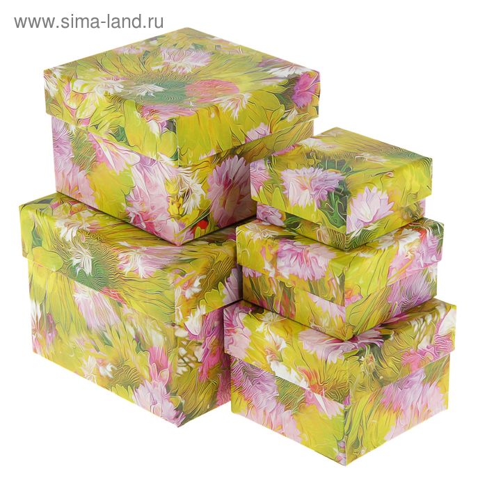 Набор коробок 5в1 "Фантазия цветы зелёные", 12 х 12 х 9 - 6 х 6 х 3 см - Фото 1