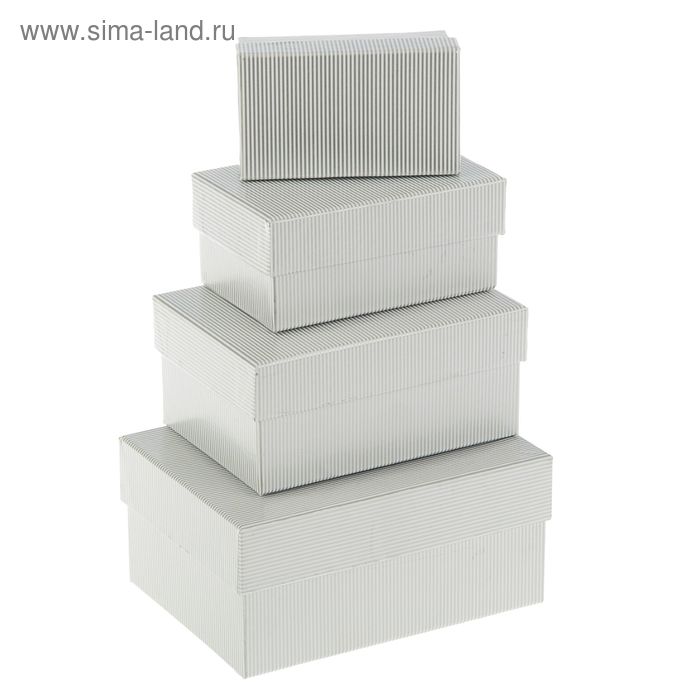 Набор коробок 4 в 1 "Линии серебряные", 15 х 11 х 7 - 9 х 5 х 4 см - Фото 1