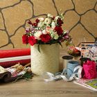Набор круглых коробок 4в1 "Ажурные цветы красные крафт" 23 х 23 х 16 - 13,5 х 13,5 х 8 см - Фото 3