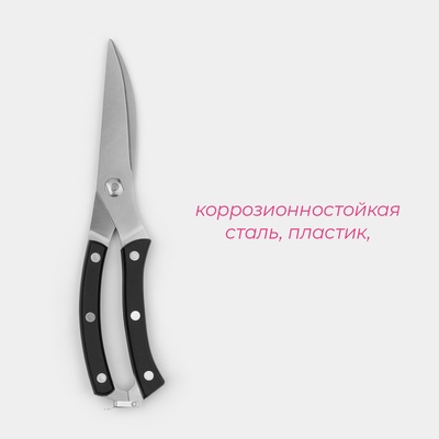 Ножницы для разделки птицы Доляна «Профи», 25×4×1.5 см, чёрные
