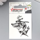 Переводная тату на тело чёрная «Акула с якорем», 5.3×6.3 см - Фото 1