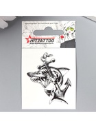 Переводная тату на тело чёрная «Акула с якорем», 5.3×6.3 см - Фото 3