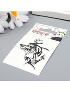 Переводная тату на тело чёрная «Акула с якорем», 5.3×6.3 см - Фото 4