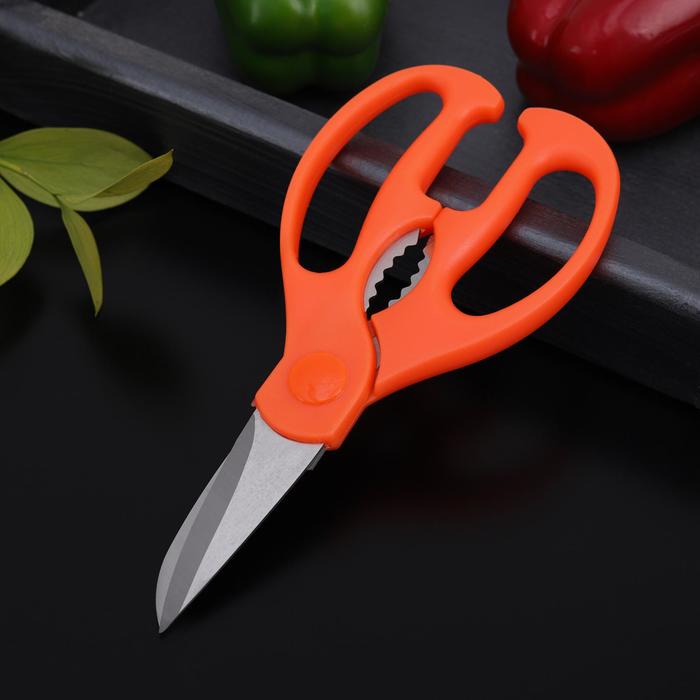 Ножницы кухонные Доляна «Ловкач», 19 см, цвет оранжевый - Фото 1
