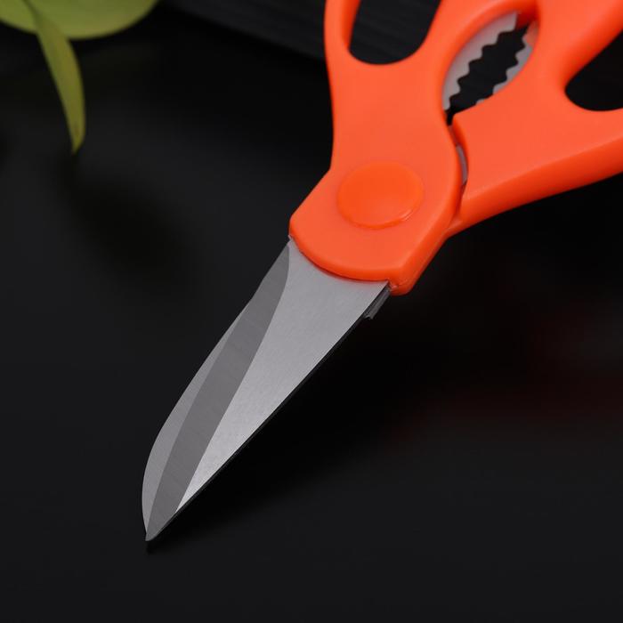 Ножницы кухонные Доляна «Ловкач», 19 см, цвет оранжевый - фото 1881802616