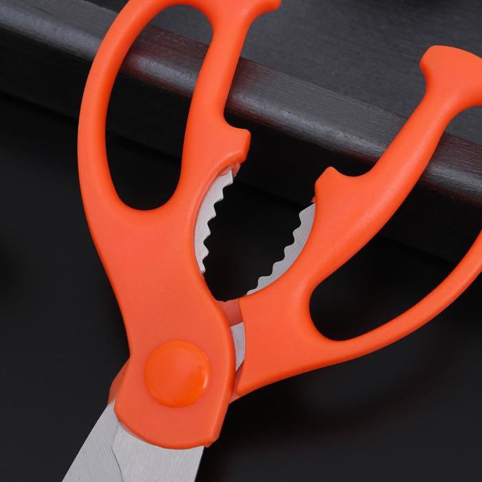 Ножницы кухонные Доляна «Ловкач», 19 см, цвет оранжевый - фото 1881802618