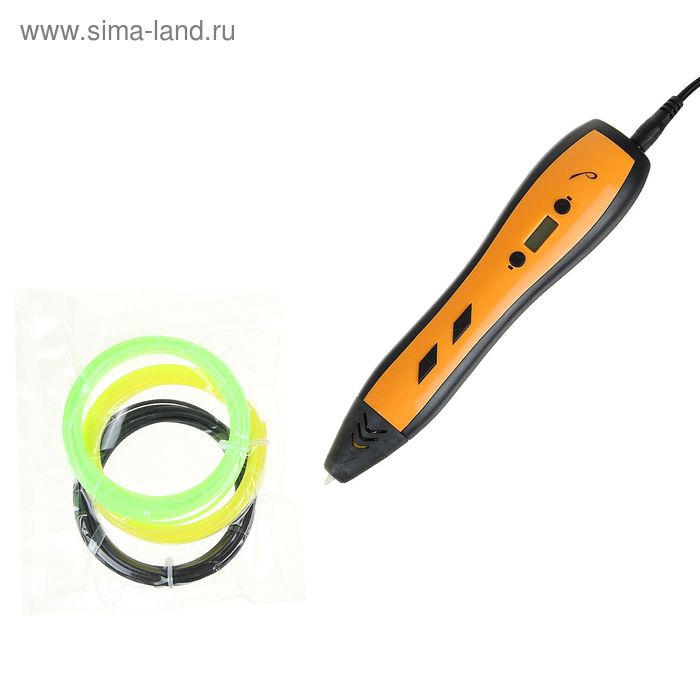 3D ручка RoverMate 3D Art, ABS и PLA, оранжевая (+ 3 цвета пластика) - Фото 1