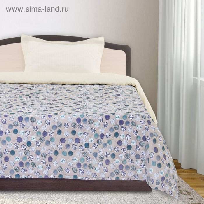 Покрывало ПРЕМИУМ рис 80-1 горох/полоска 240х205 см, микро-сатин 95 г/м2 - Фото 1