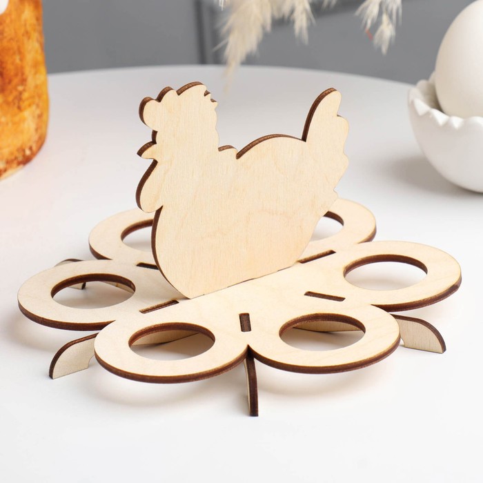 Подставка для яиц «Курочка с ножками», пасхальная, 6 секций, дерево, заготовка для творчества - Фото 1