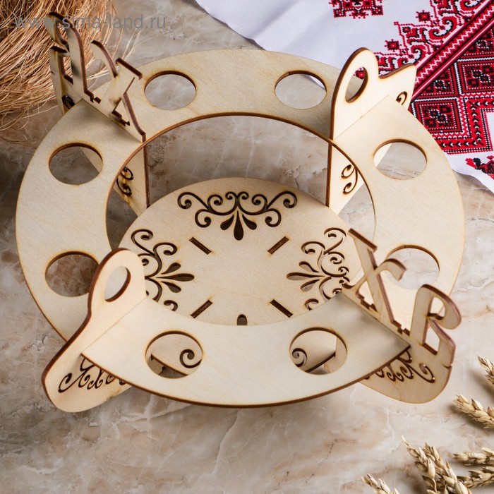 Подставка для яиц «ХВ», пасхальная, 8 ячеек, дерево, заготовка для творчества - Фото 1