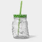 Кружка с крышкой и трубочкой «Сова», 470 мл, 10×11.5×12.5 см, стекло, МИКС - Фото 4