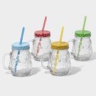 Кружка с крышкой и трубочкой «Сова», 470 мл, 10×11.5×12.5 см, стекло, МИКС - Фото 9