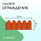 Ограждение декоративное, 18 × 300 см, 6 секций, пластик, терракотовое, «Дачник» - Фото 1