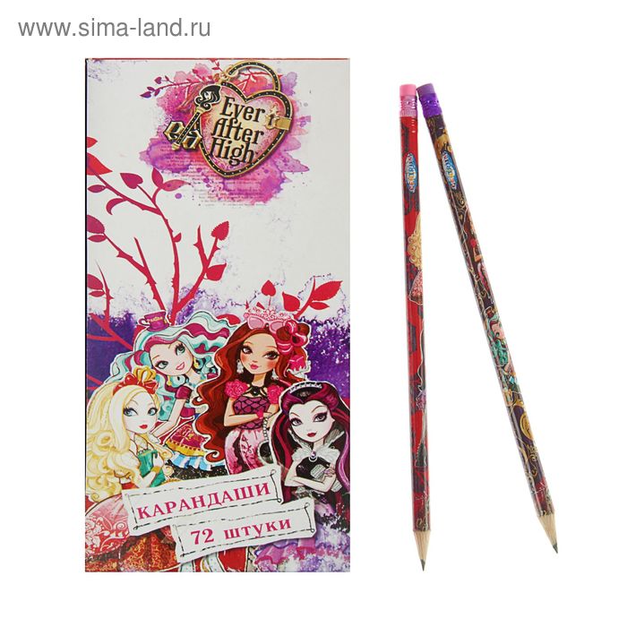 Карандаш чернографитный Ever After High, с ластиком - Фото 1