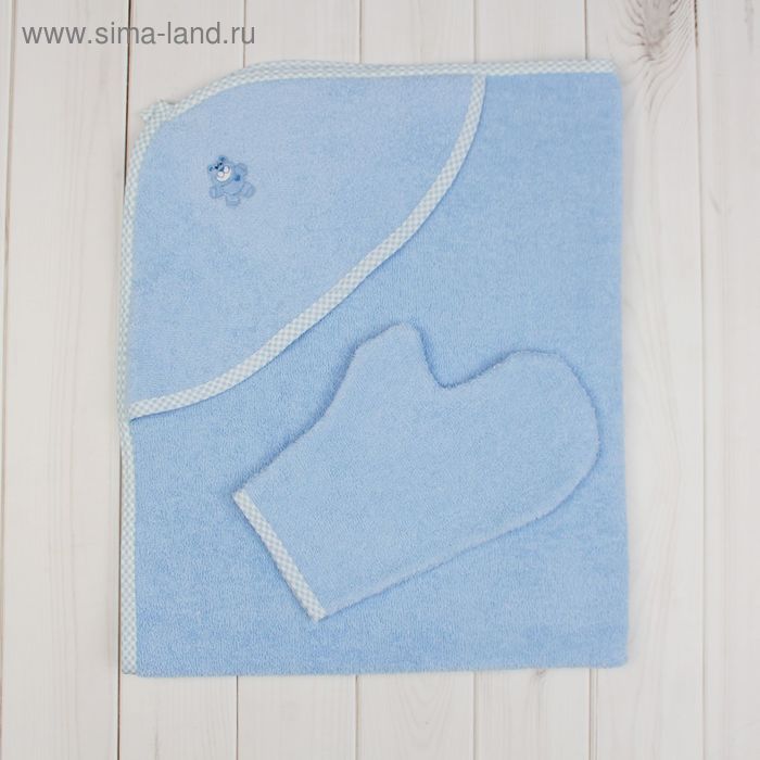 Полотенце-уголок, размер 80х100 см, цвет голубой - Фото 1