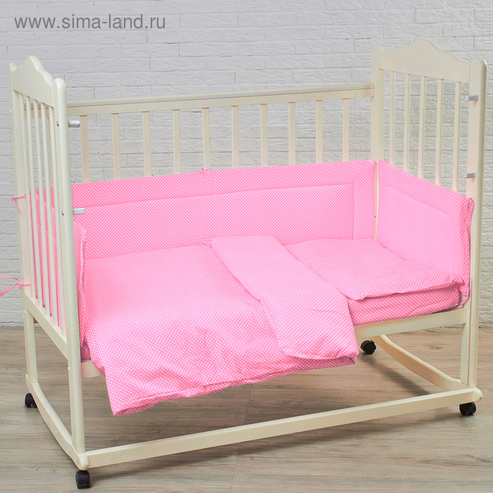 Комплект в кроватку "Карамельки" (6 предметов), цвет розовый 10603 - Фото 1