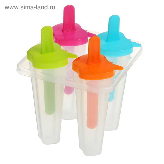 Форма для мороженого «Яблочки», 4 ячейки, цвет МИКС - Фото 1