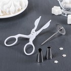 Набор кондитерский Доляна, 4 предмета, 2 насадки d=1.7 см, ножницы кондитерские для переноски украшений, гвоздь d=0.3/3.3 см - Фото 1