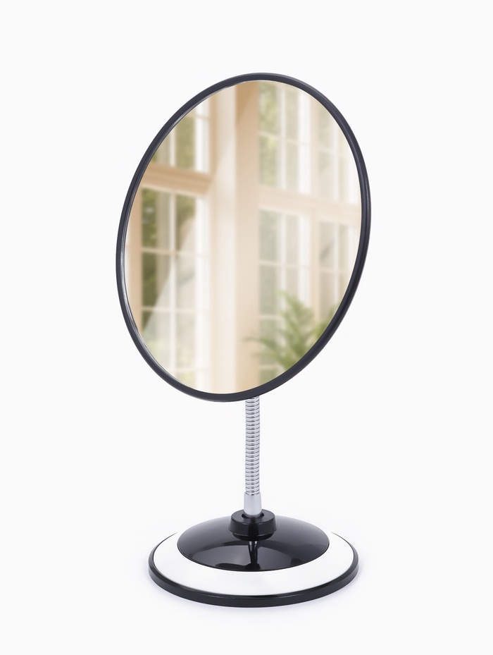 Зеркало настольное, круглое, на гибкой ножке, 17.5×27 см, (d=16.5 см), МИКС