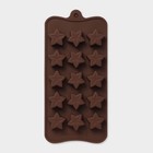 Форма для шоколада Доляна «Звездочёт», силикон, 20,5×10,5×1,5 см, 15 ячеек, цвет коричневый - фото 8312358