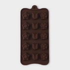 Форма для шоколада Доляна «Поляна», силикон, 20,5×10,5×1,5 см, 15 ячеек (2,3×2,3 см), цвет коричневый - Фото 2