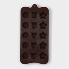 Форма для шоколада Доляна «Поляна», силикон, 20,5×10,5×1,5 см, 15 ячеек (2,3×2,3 см), цвет коричневый - Фото 3