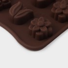 Форма для шоколада Доляна «Поляна», силикон, 20,5×10,5×1,5 см, 15 ячеек (2,3×2,3 см), цвет коричневый - Фото 5