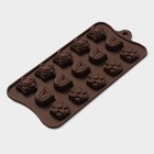 Форма для конфет и шоколада Доляна «Поляна», силикон, 20.5×10.5×1.5 см, 15 ячеек (2.3×2.3 см), коричневая - Фото 2