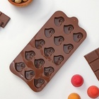 Форма для конфет и шоколада Доляна «Сердцеедка», силикон, 21.5×11×1.5 см, 15 ячеек, коричневая - Фото 9