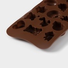 Форма для конфет и шоколада Доляна «Счастье есть», силикон, 21×11×1.5 см, 15 ячеек, коричневый - Фото 5