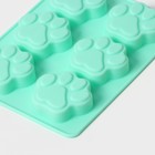 Форма для выпечки Доляна «Животные.Лапка», силикон, 18×13.8 см, 6 ячеек (5×5.4 см), бирюзовая - Фото 4