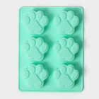 Форма для выпечки Доляна «Животные.Лапка», силикон, 18×13.8 см, 6 ячеек (5×5.4 см), бирюзовая - Фото 2